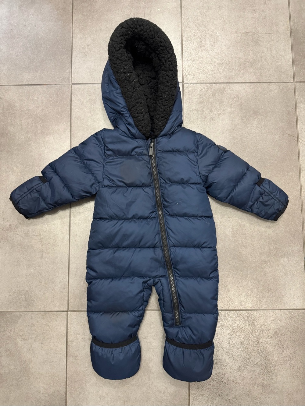 Michael Kors Baby Puffer Snowsuit Sherpa Lined Pram Suit Navy - 6-12 Months
